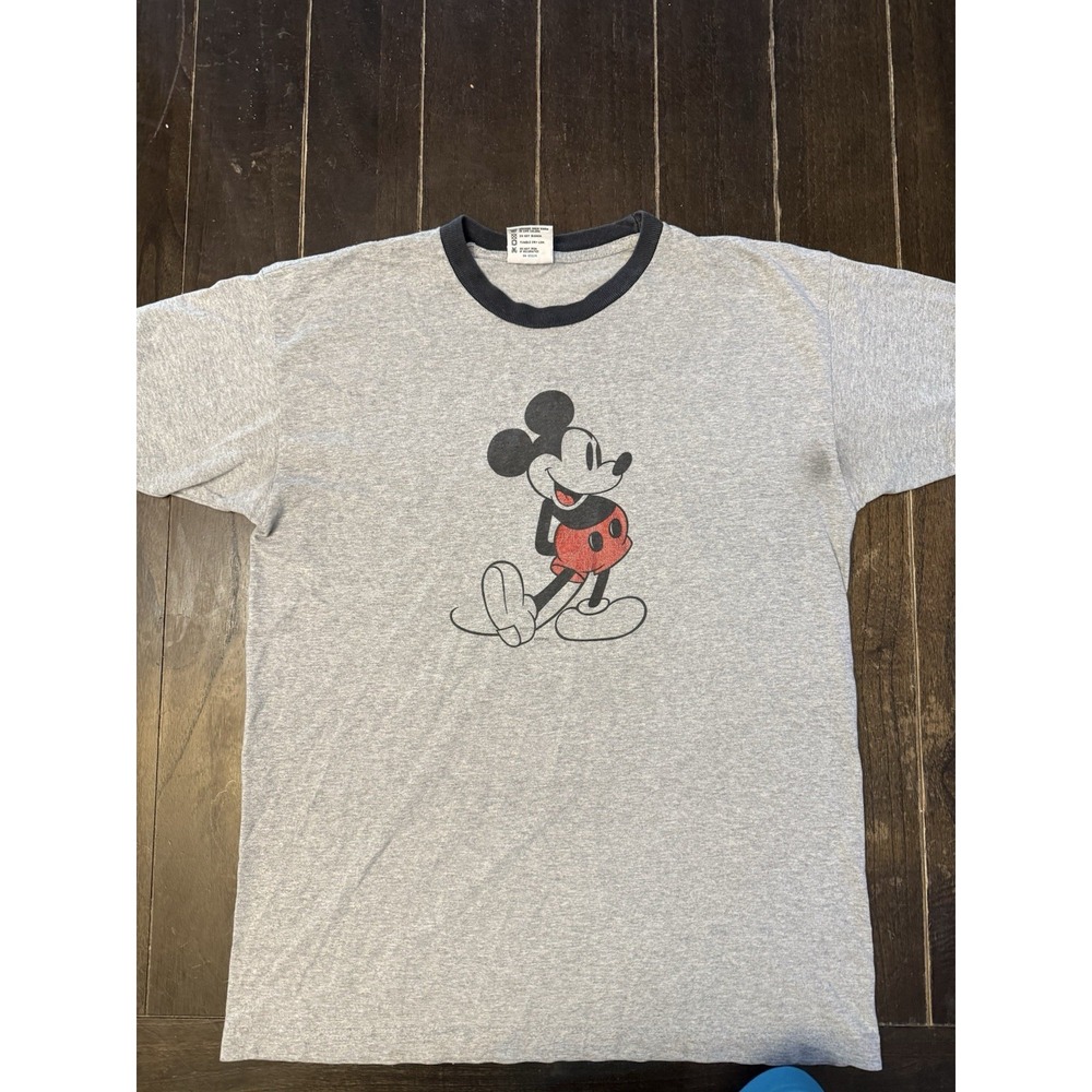 Vintage Mickey Mouse Disney Ringer T Shirt Bayside USA Made Mens Large 90s